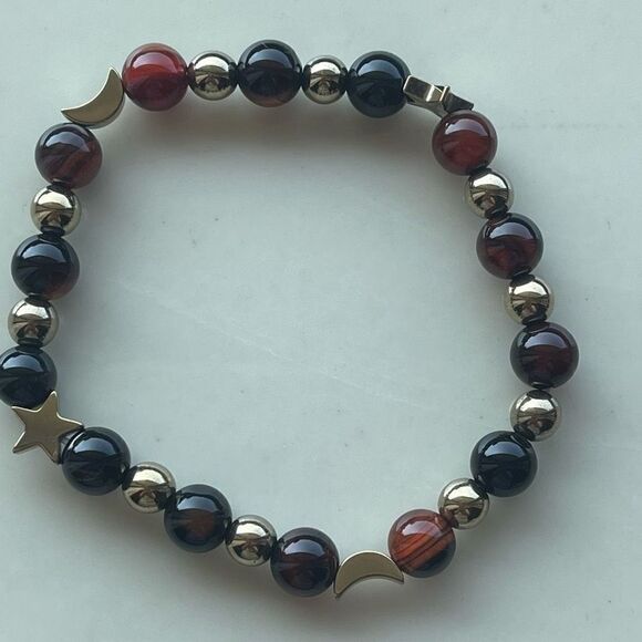 Sardonyx onyx carnelian ONE NEW stretch beaded bracelet natural stone crystal st - Picture 3 of 16